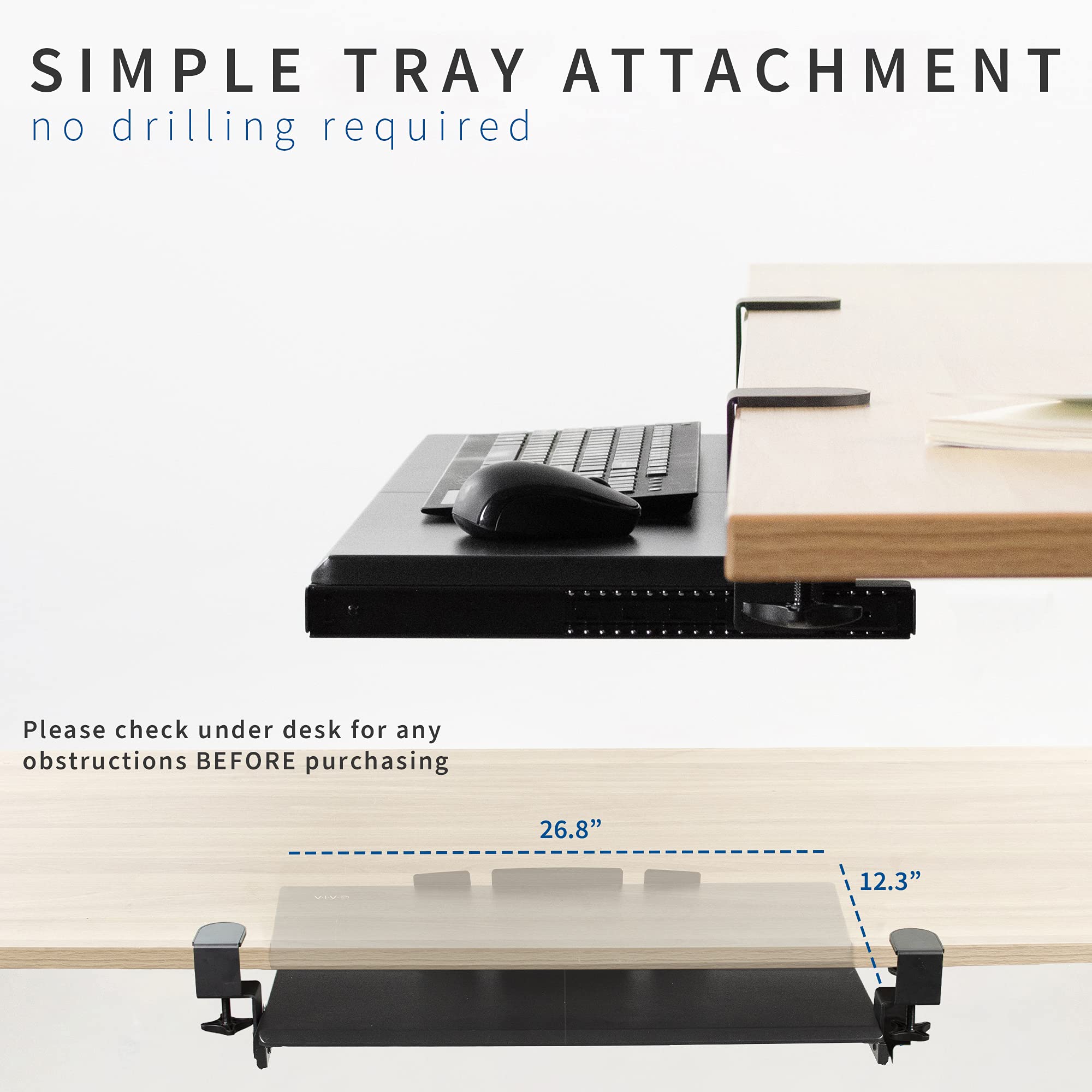 VIVO Large Keyboard Tray Under Desk Pull Out with Extra Sturdy C Clamp