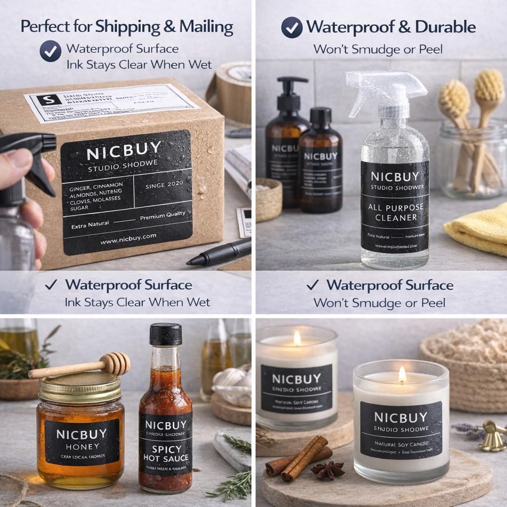 90 Printable White Glossy Waterproof Vinyl Bottle Labels, Inkjet & Laser Compatible, 4 x 3-1/3 Inch - Image 6