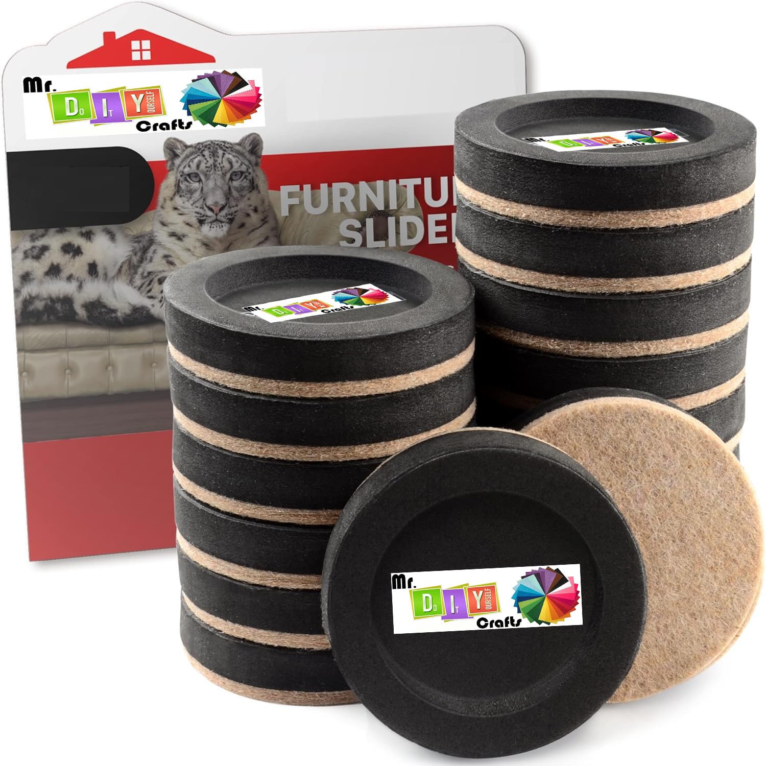 DIY Crafts Felt Furniture Sliders for Hardwood FloorsFurniture Slider with Unique Design - Heavy-Duty Furniture Movers for Hard Surfaces - Felt Sliders - Move Your Furniture Easily! (4, 5" inch)