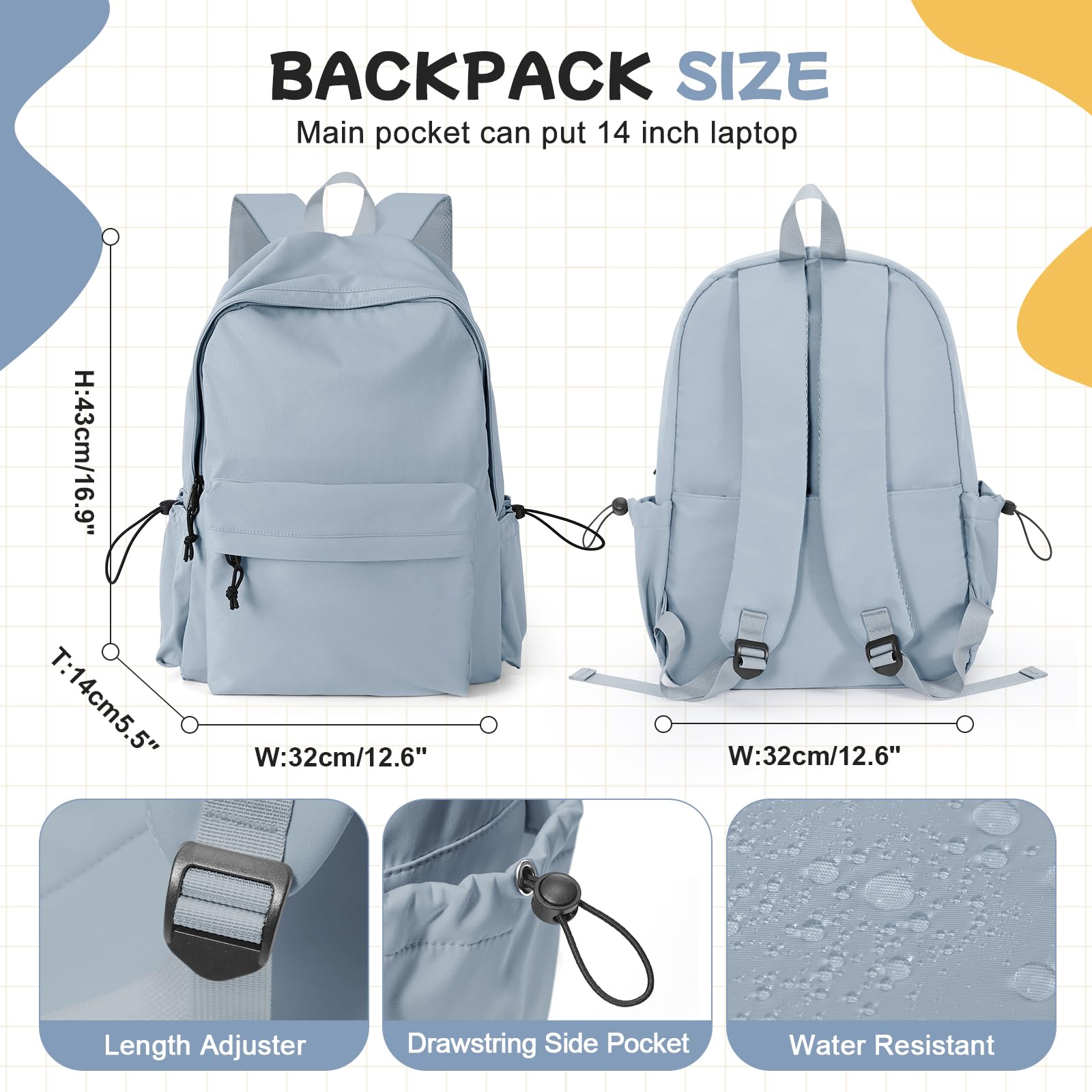 HYC00 Mochilas Escolares,Mochila Escolar Adolescente Mochilas Colegio Niña Mochila Instituto Chica mochila Universitaria Mujer Mochila Portatil Mochilas Tipo Casual Backpack para Escolar Viaje Trabajo