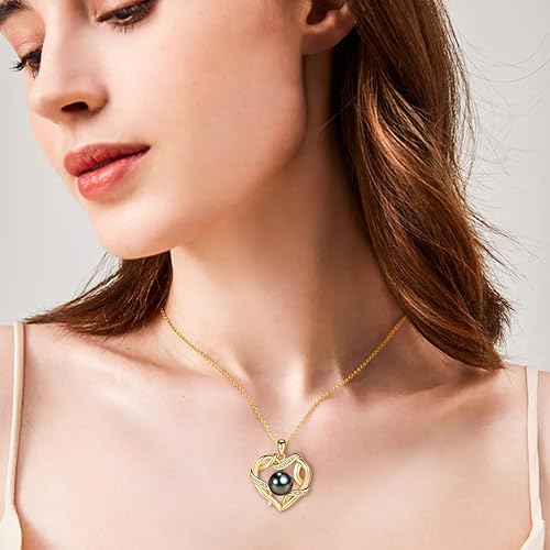 Miniatura 2 de Regalos de Navidad para mujer, collar de perlas negras de Tahití, collar de corazón, esposa, mamá, novia, ella, aniversario, cumpleaños, día