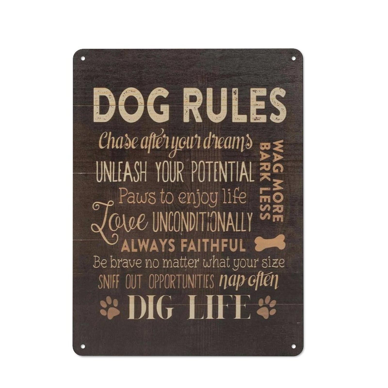 ACDOET Rustic Metal Tin Sign Dog Rules Wall Art Poster, Dog Wall Decor, Dog Room Decor, Dog Decor For Dog Room, Dog Home Decor, Dog Signs For Home Decor 12x16 Inch