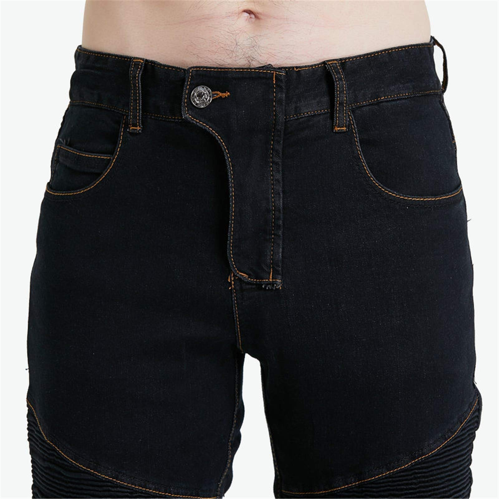 BEDSETS Pantaloni Moto Da Uomo, Pantaloni Jeans Denim Pantaloni Motocross, Con 2 Paia Di Jeans Imbottiti Protettivi, Con Fodera Protettiva (Black,XL)