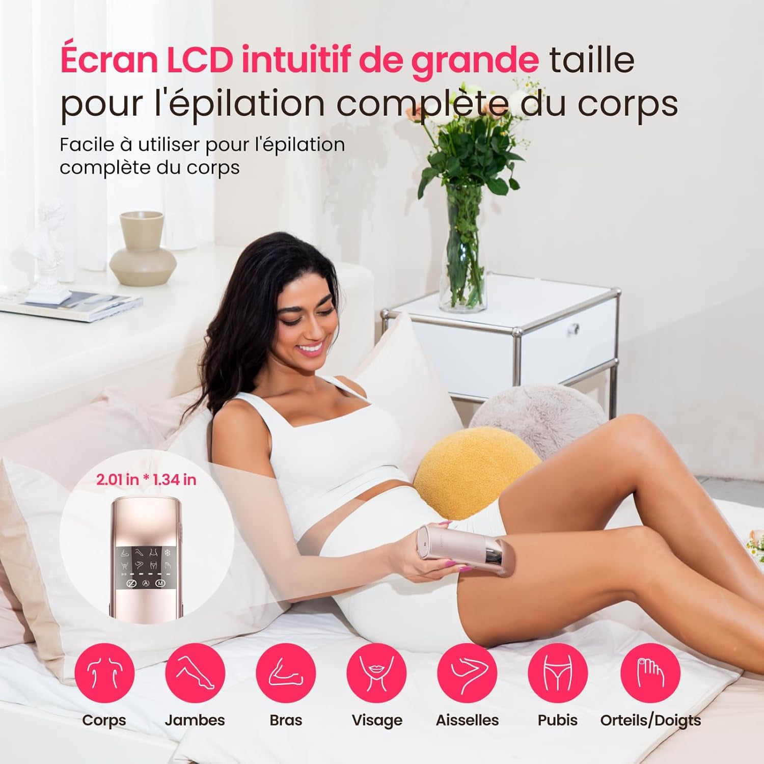 Laser IPL professionnel pour l'épilation, super rapide TRIPLE-Pulse, 12 cm² large indolore Sapphire 3℃ Ice-Cooling Contact, appareil d'épilation pour les femmes et les hommes à la maison