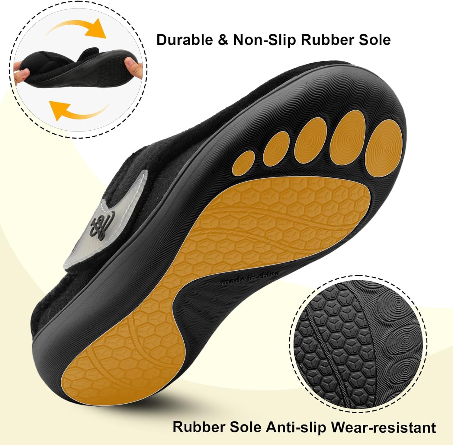 LeIsfIt Slippers for Women Extra Wide House Slippers Elderly Slip on House Shoes Non-Slip Indoor Outdoor Slipper Adjustable for Diabetic Swollen Feet - Image 5