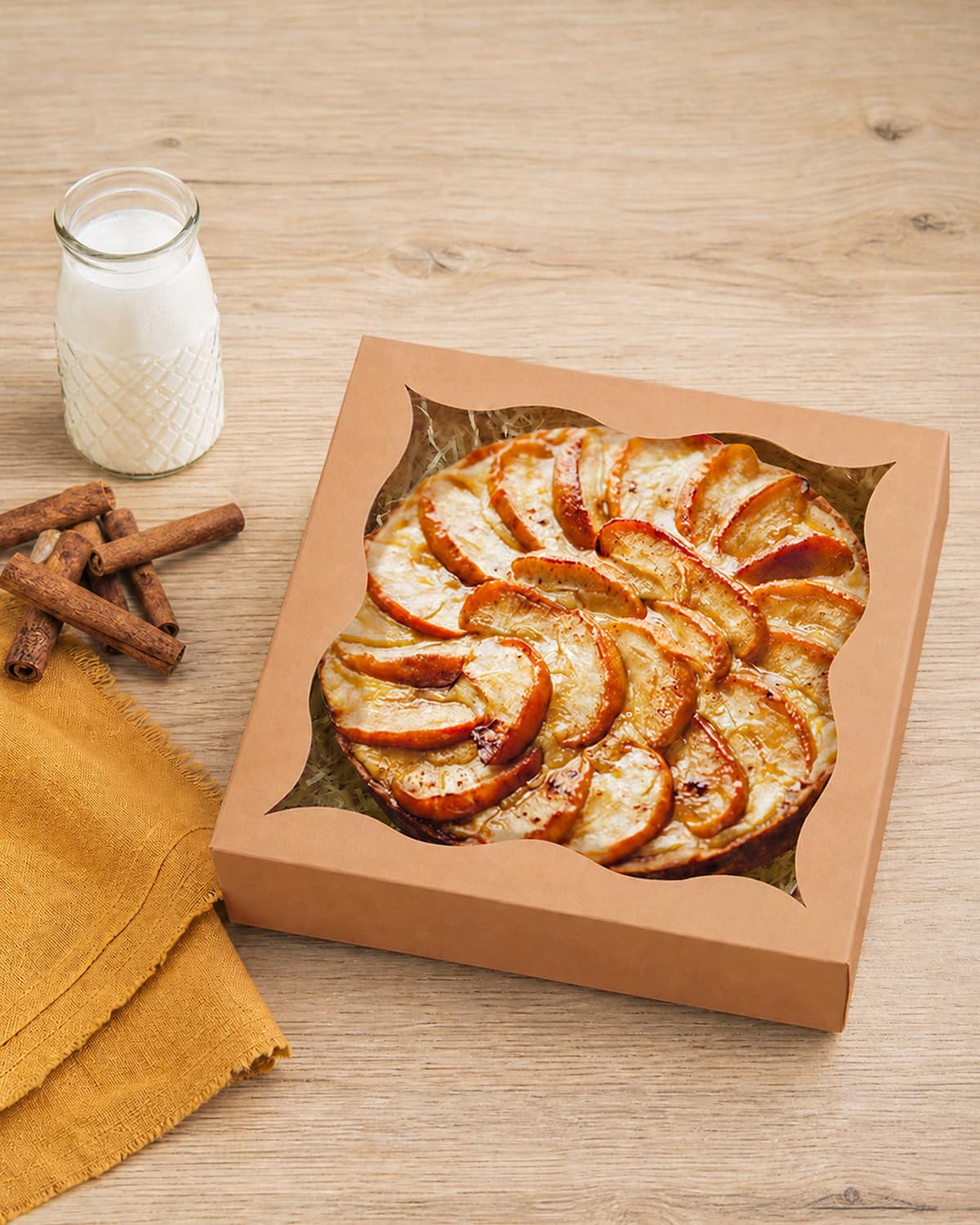qiqee Cajas de pastel marrones con ventana de 12 x 12 x 3 pulgadas, 24 paquetes de cajas de panadería para galletas