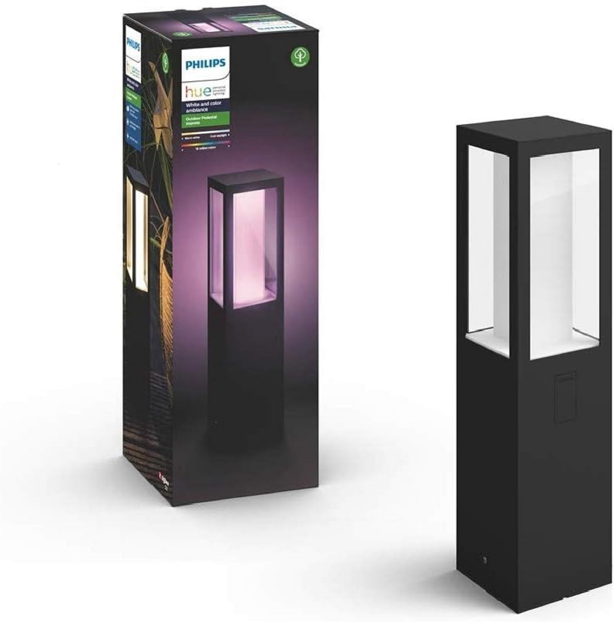 Philips Hue Impress White & Colour Ambiance Led Smart Outdoor Pedestal Light [Regular]. Works With Alexa, Google Assistant And Apple Homekit