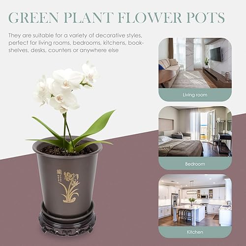 Miniatura 7 de GANAZONO Maceta de plástico para orquídeas, maceta de jardinería con base y agujeros de drenaje para interiores y exteriores