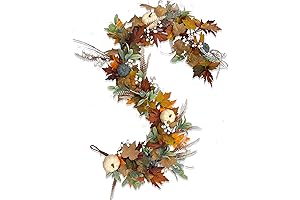Fall Maple Leaf Pumpkin Garland Garland Hanging, Artificial Berries with Sunflower for Autumn Home Decoration