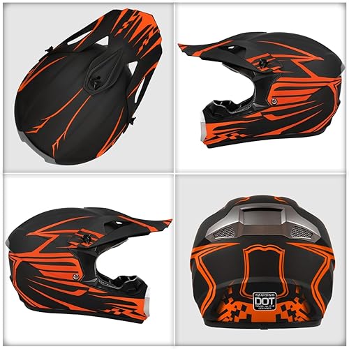 Miniatura 9 de Casco de motocross para jóvenes, todo terreno, casco de cara completa para motocicleta, motocross, cuatro ruedas, ATV MX con guantes, gafas,