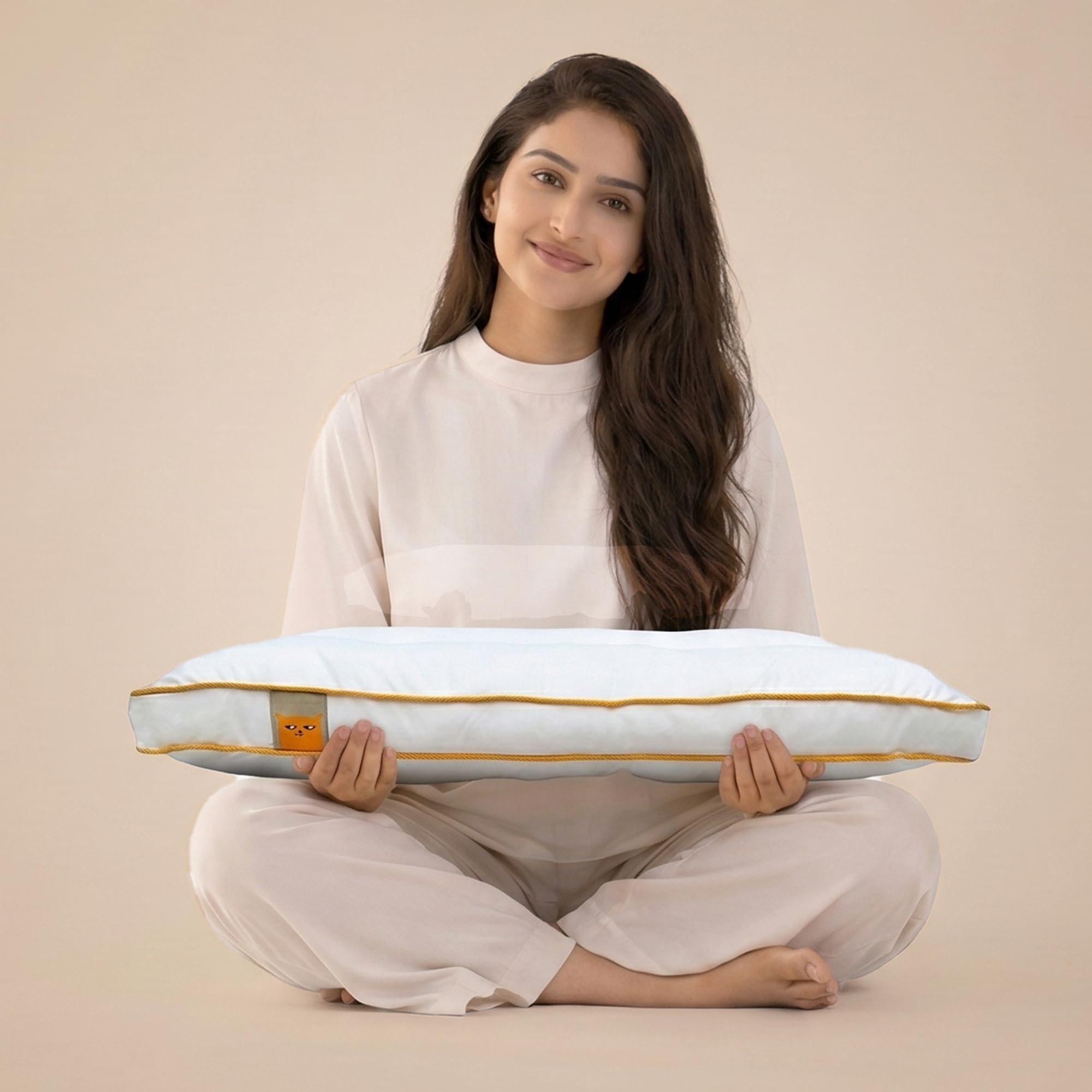 SleepyCat Slim Pillow with Microfiber, Designed for Neck and Spine Alignment | Ideal for Minimal Elevation | Luxe Microfibre Pillow | Machine Washable |1-Piece, Standard Size, 26x16 inches