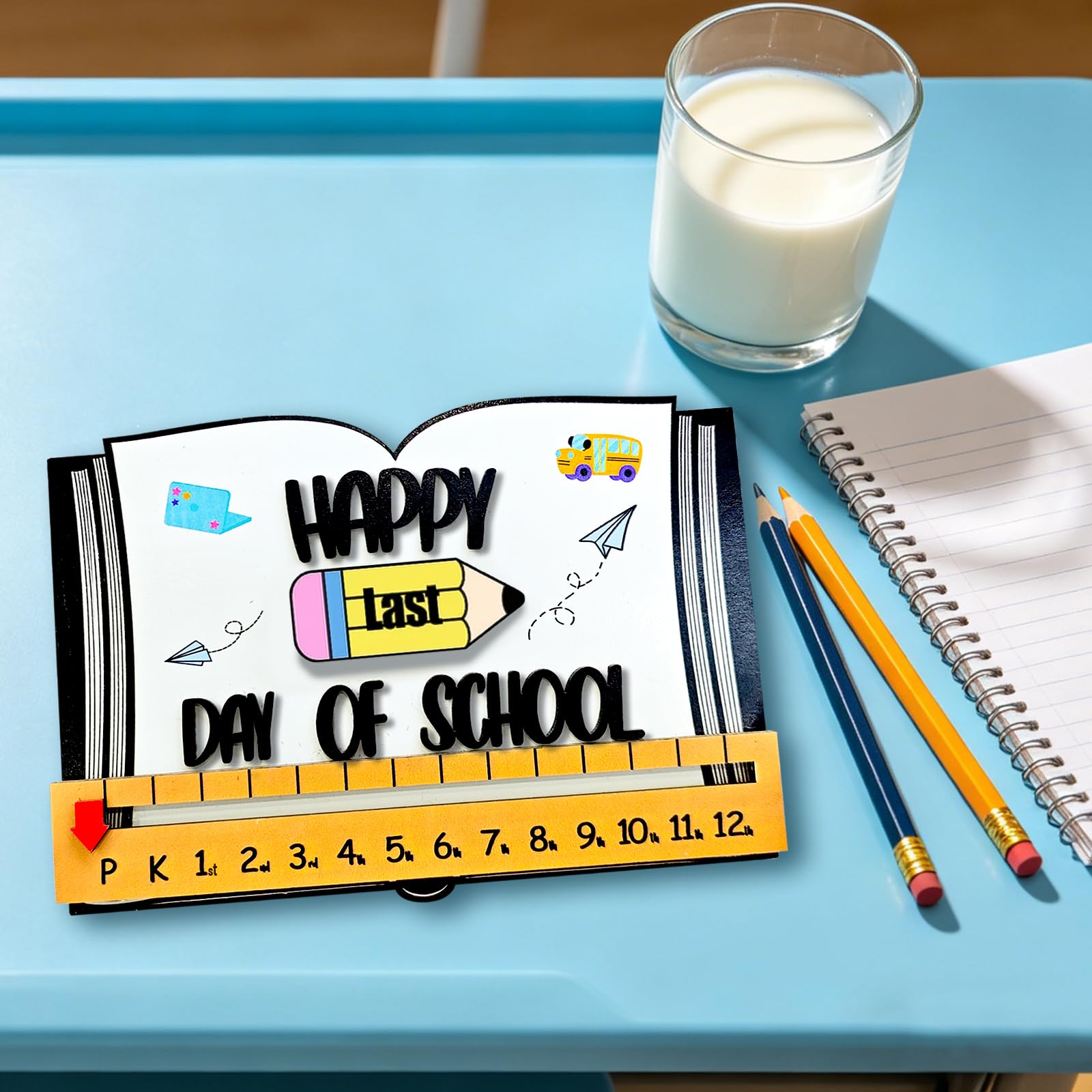 3D 'First and Last Day of School' znak, książka w kształcie powrotu do szkoły tablica wielokrotnego użytku, 100 dzień drewniana tablica tablica znak powrót do przyborów szkolnych zdjęcie rekwizyt