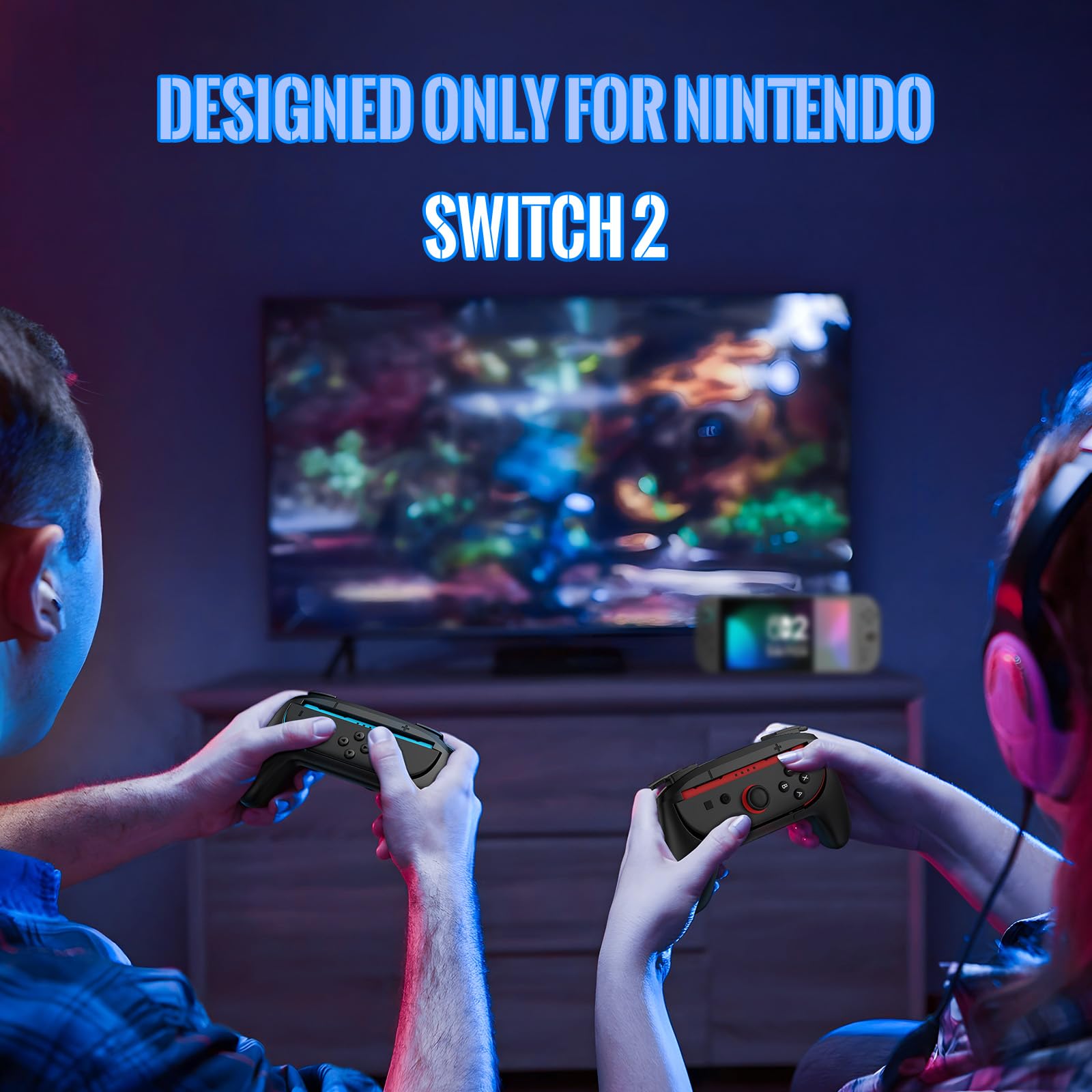 Lmcpa Lot de 2 Poignées de Manette compatibles avec Nintendo Switch 2 Joy-Cons 2025, Support JoyCon Confortable pour Accessoires Nintendo Switch 2025, Noir
