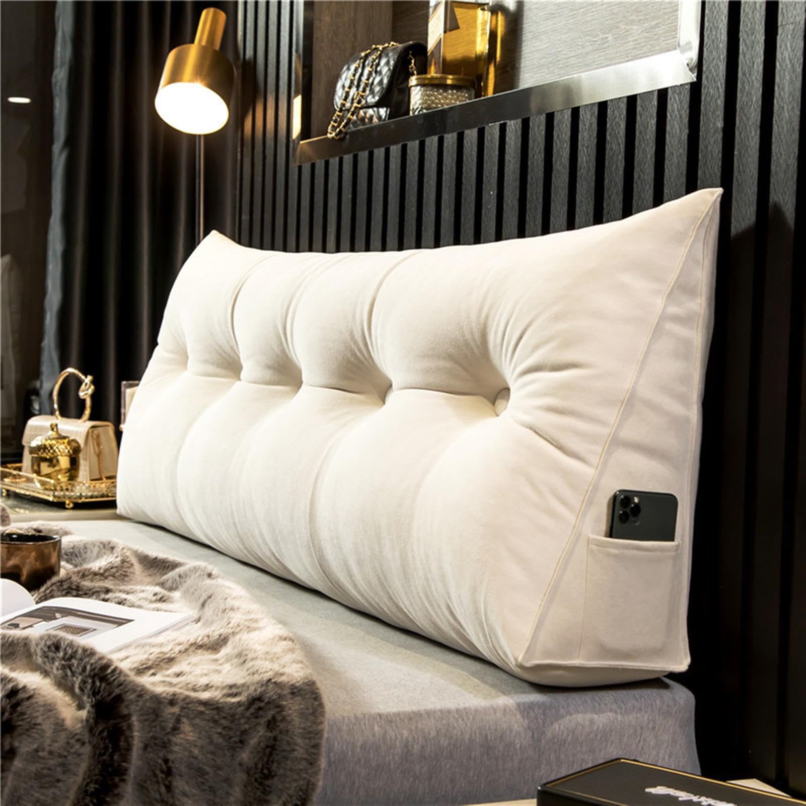 XANAYXWJ Cuscino a Cuneo Triangolare in Cotone e Lino per Letto e Divano Cuscino di Supporto con Fodera Rimovibile per Il Posizionamento del Divano Accessorio per la casa Decorativo e Confortevole