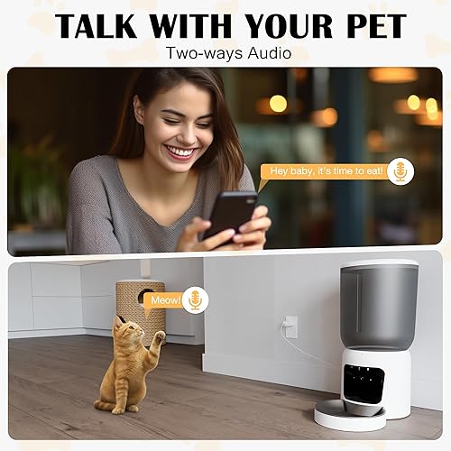 Miniatura 4 de Comedero automático para gatos con cámara HD 2K, WiFi 2.45G 6L, alimentador automático para gatos y perros, control de aplicación, dispensador