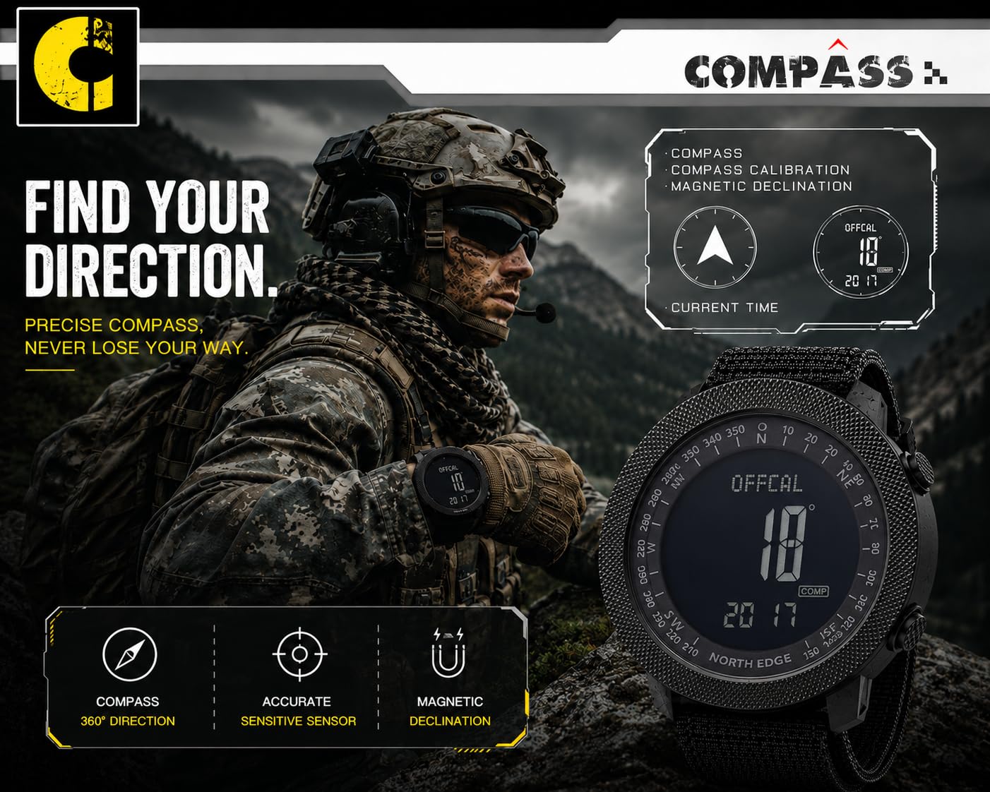 NORTH EDGE APACHE & APACHE-46 Orologi Digitali Uomo | Serie APACHE e APACHE-46