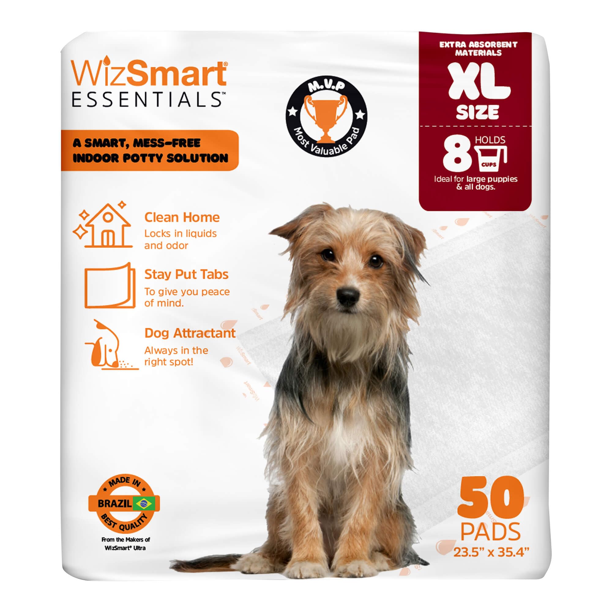 WizSmart Essentials Large Dog Pads, 23.5" x 22", Extra Absorbent Puppy Training Pads, Indoor Potty Pads, Leakproof Gel Pads for Small Dogs, Crate,