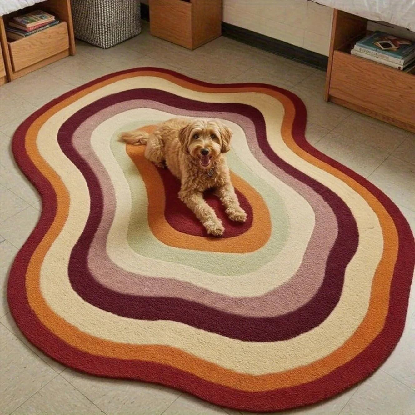 Tapis de sol irrégulier 80x120 cm épais et moelleux pour chambre