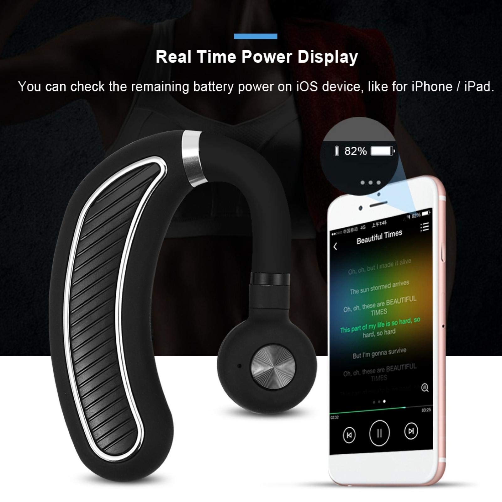Sutinna Auriculares Bluetooth, 70 Días en Espera, Comerciales Inalámbricos Manos Libres HD Estéreo Sonido Envolvente Con Reducción de Ruido y Micrófono HD
