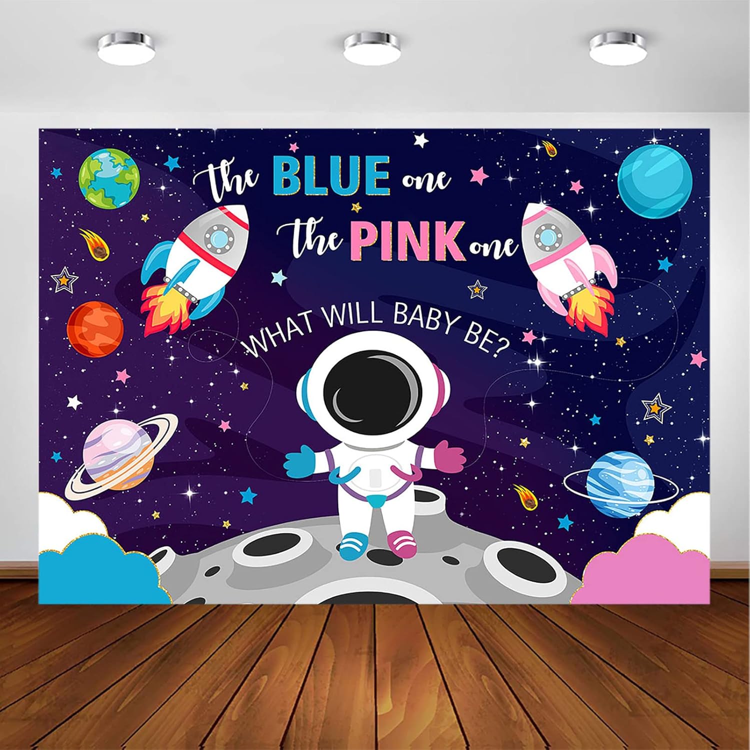 Avezano Astronaut Gender Reveal Backdrop Outer Space