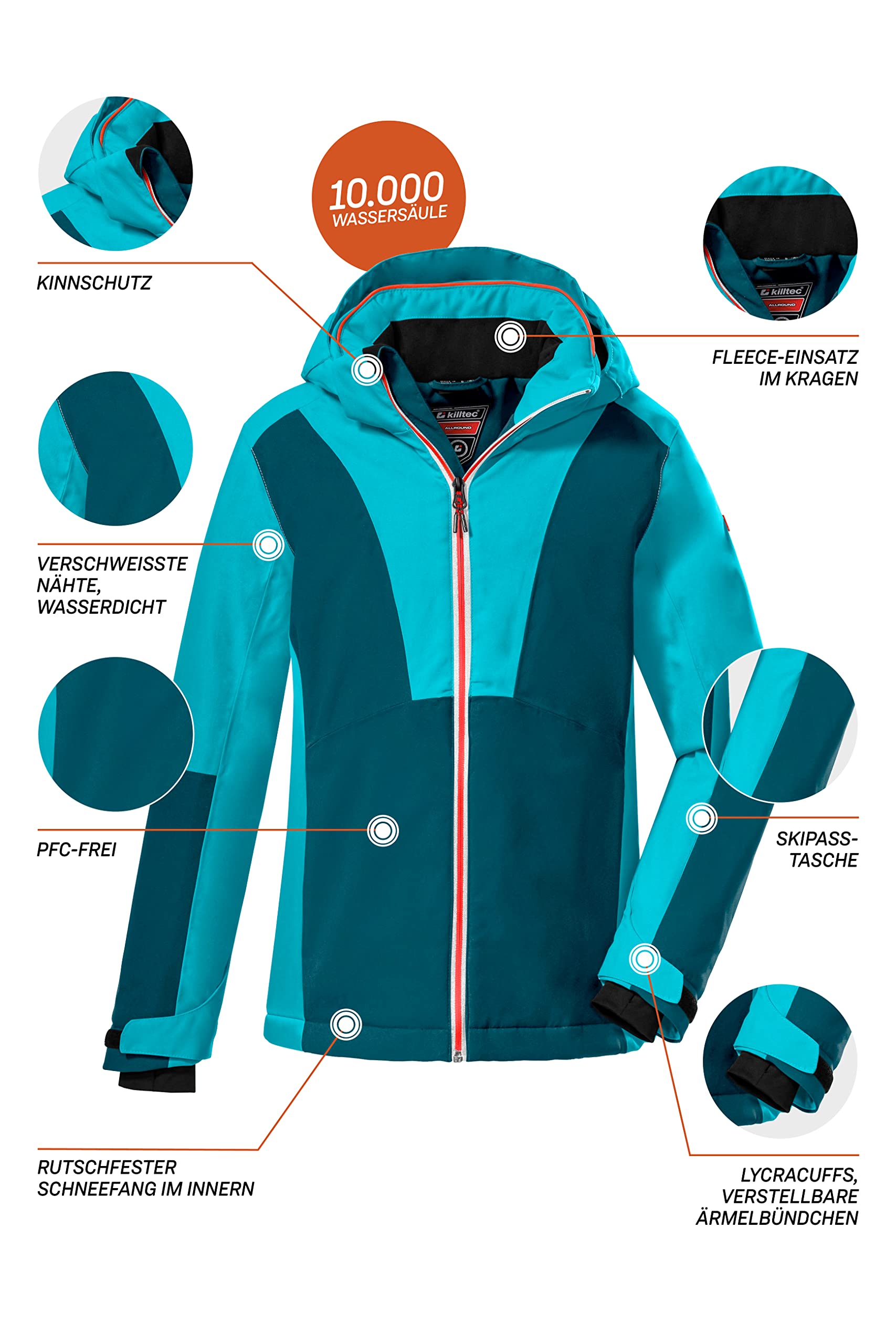 Killtec Mädchen Ksw 155 Grls Ski Jckt Skijacke/Funktionsjacke mit Kapuze und Schneefang