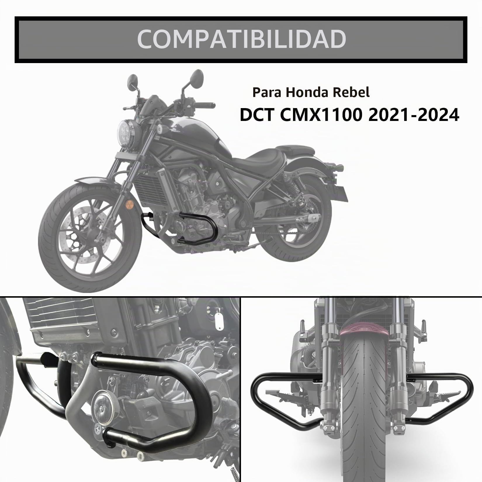 PSLER Barra de Choque Protectora del Motor del Parachoques de la Motocicleta para Rebel CMX1100 CMX1100T DCT 2021 2022 2023 2024 2025,Marco del Cuerpo del Amortiguador de la Barra de Choque