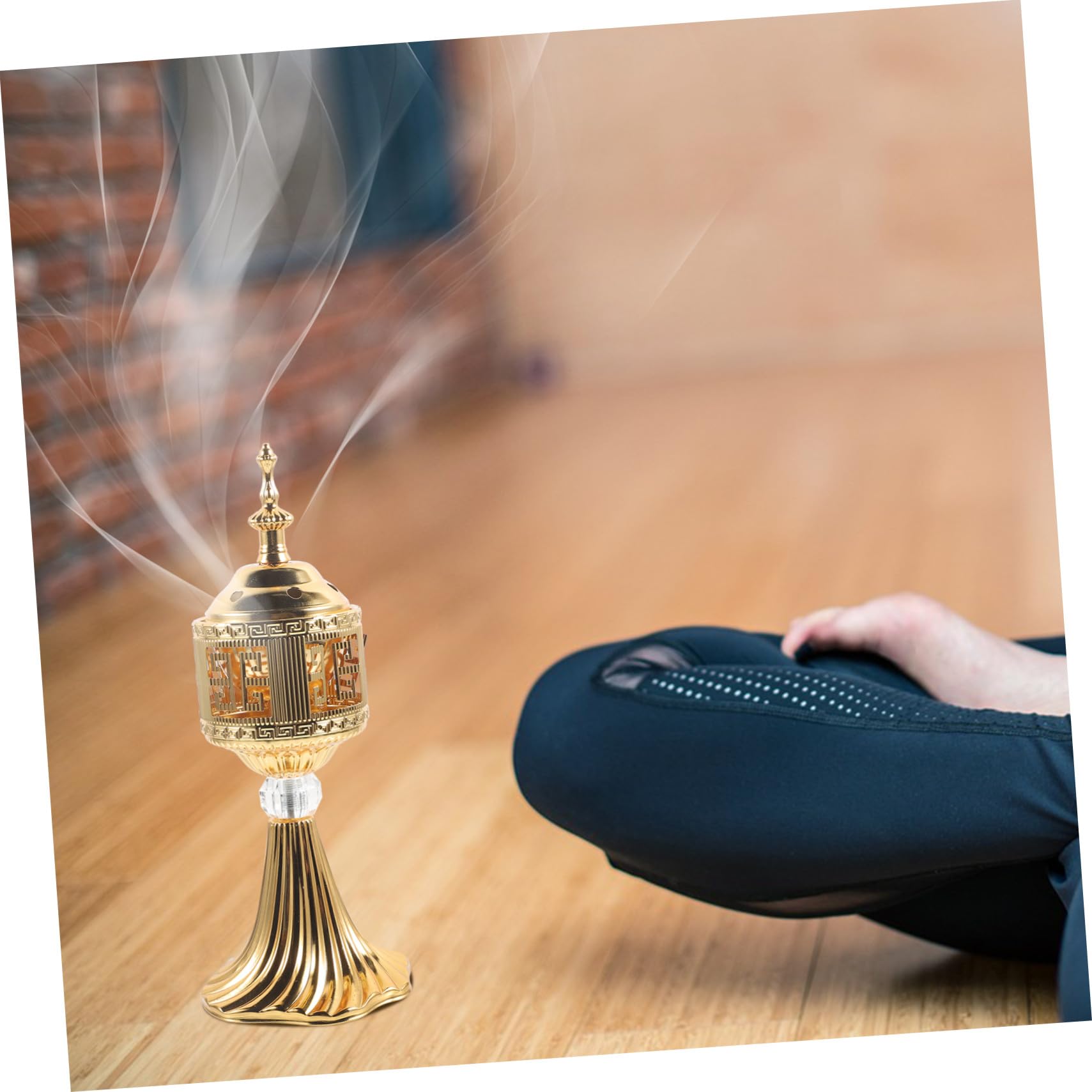 Quemador Decorativo Eléctrico de Incienso Retro, de Metal Dorado