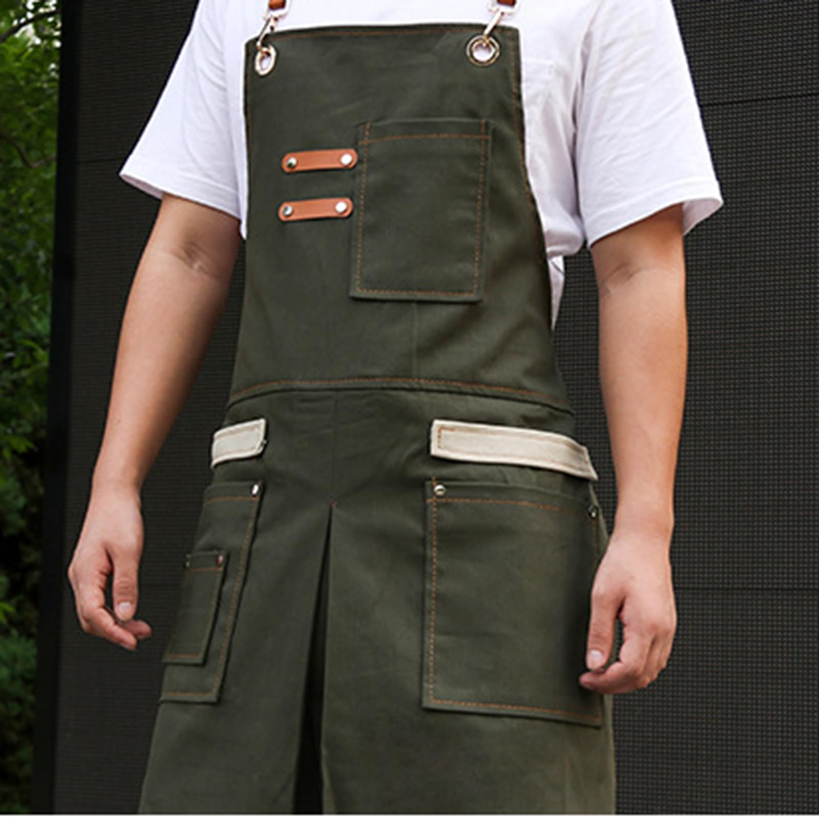 Delantal de chef, con bolsillos, espalda cruzada, unisex, talla única, multicolor