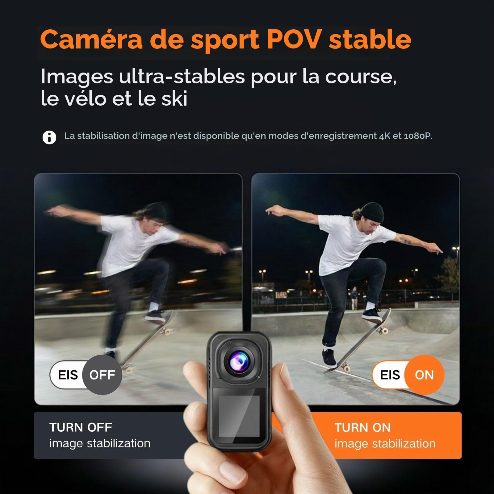 Caméra Sport 5K 64MP, Mini Caméra d’Action Magnétique 66g, Double Écran 1,3", Caméra Vlog POV pour Vélo & Voyage, Stabilisation 1080P, Étanche 30M avec Boîtier, Carte 64Go