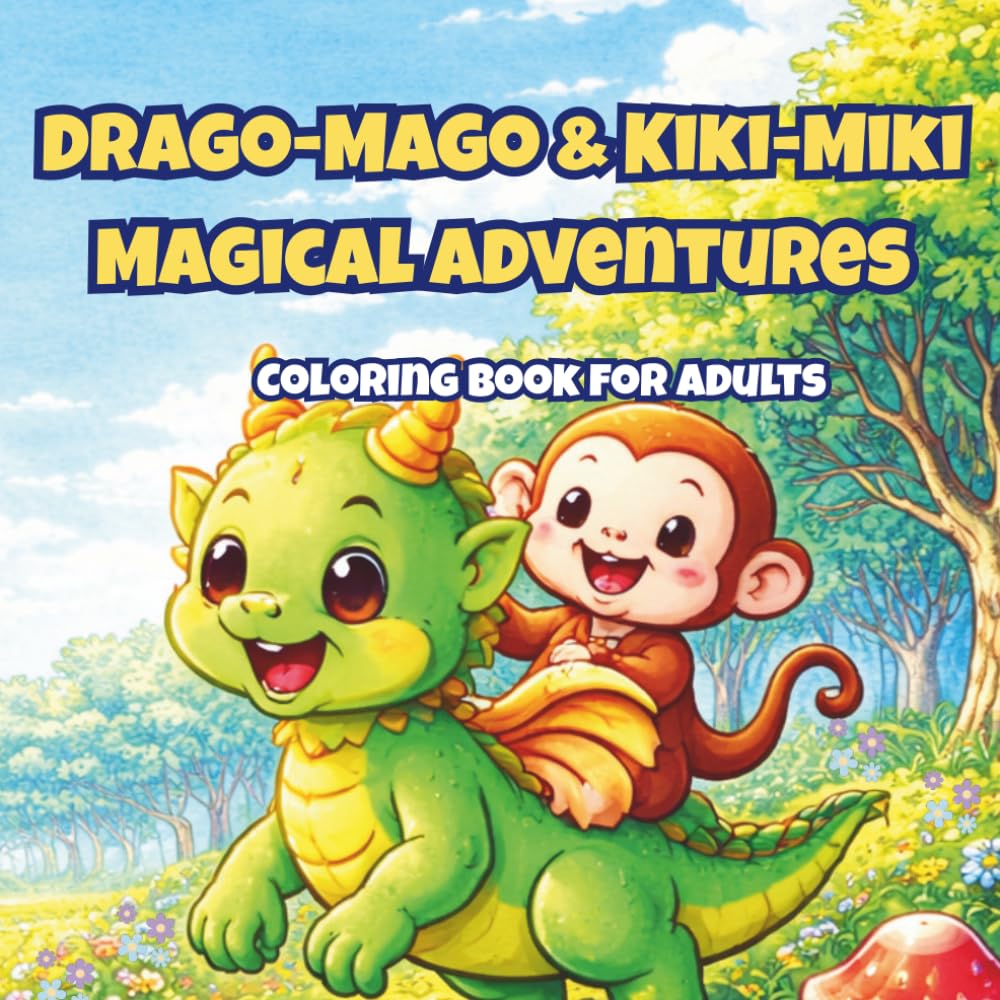 Drago-Mago & Kiki-Miki Magical Adventures Coloring Book: A Cozy Fantasy Coloring Book for Adults Featuring Cute Dragons, a Playful Monkey Friend, and Magical Adventure Scenes