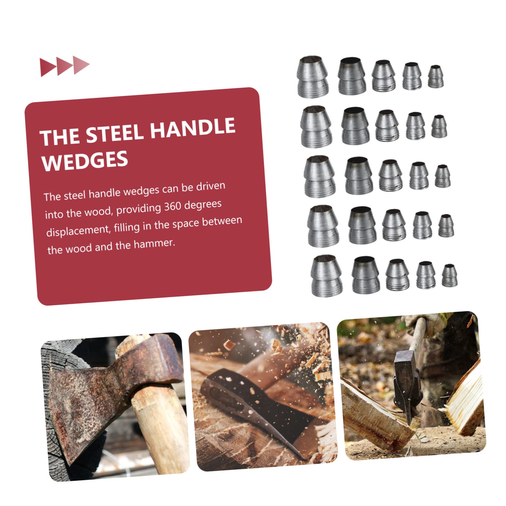 LIFKICH Practical Iron Wedges Set Round Wedge Set for Axe Multi-Functional Hammer Steel for Ax