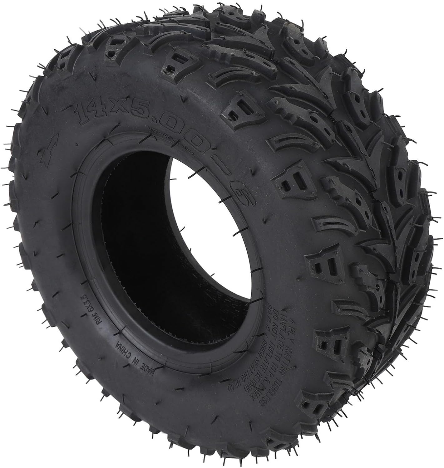 14x5.00-6 ATV Quad Tire for Off Road Go Kart Cart Mini Bike, Vacuum Rubber Tubeless Tire with Rim, Extended Lifespan and Exceptional Traction