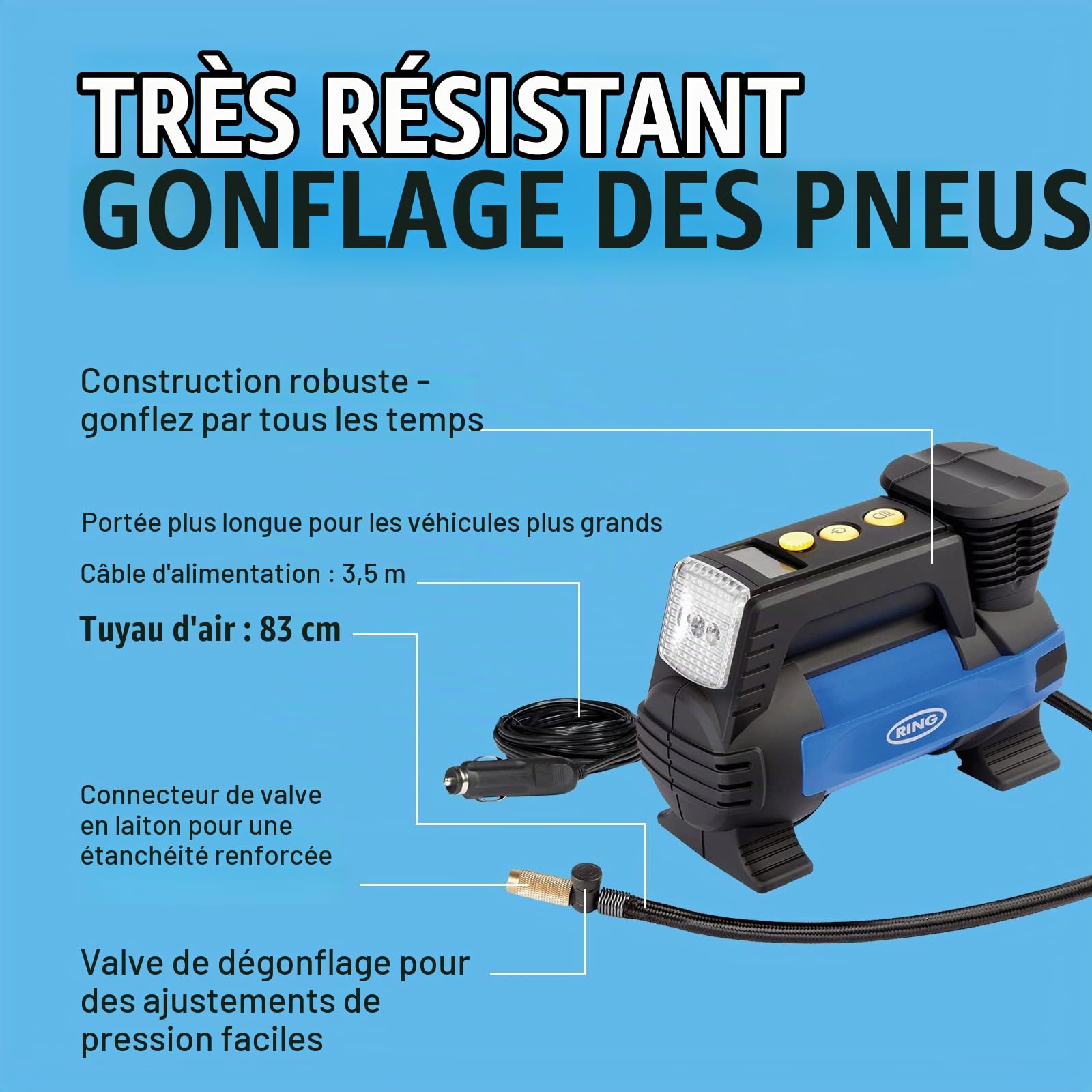 Compresseur pneumatique digital programmable - 12VDC - 180W pour 4 x 4