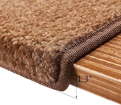 Miniatura 40 de Alfombra antideslizante de punta redondeada para escaleras, almohadillas para escaleras interiores, autoadhesivas, antideslizantes y lavables
