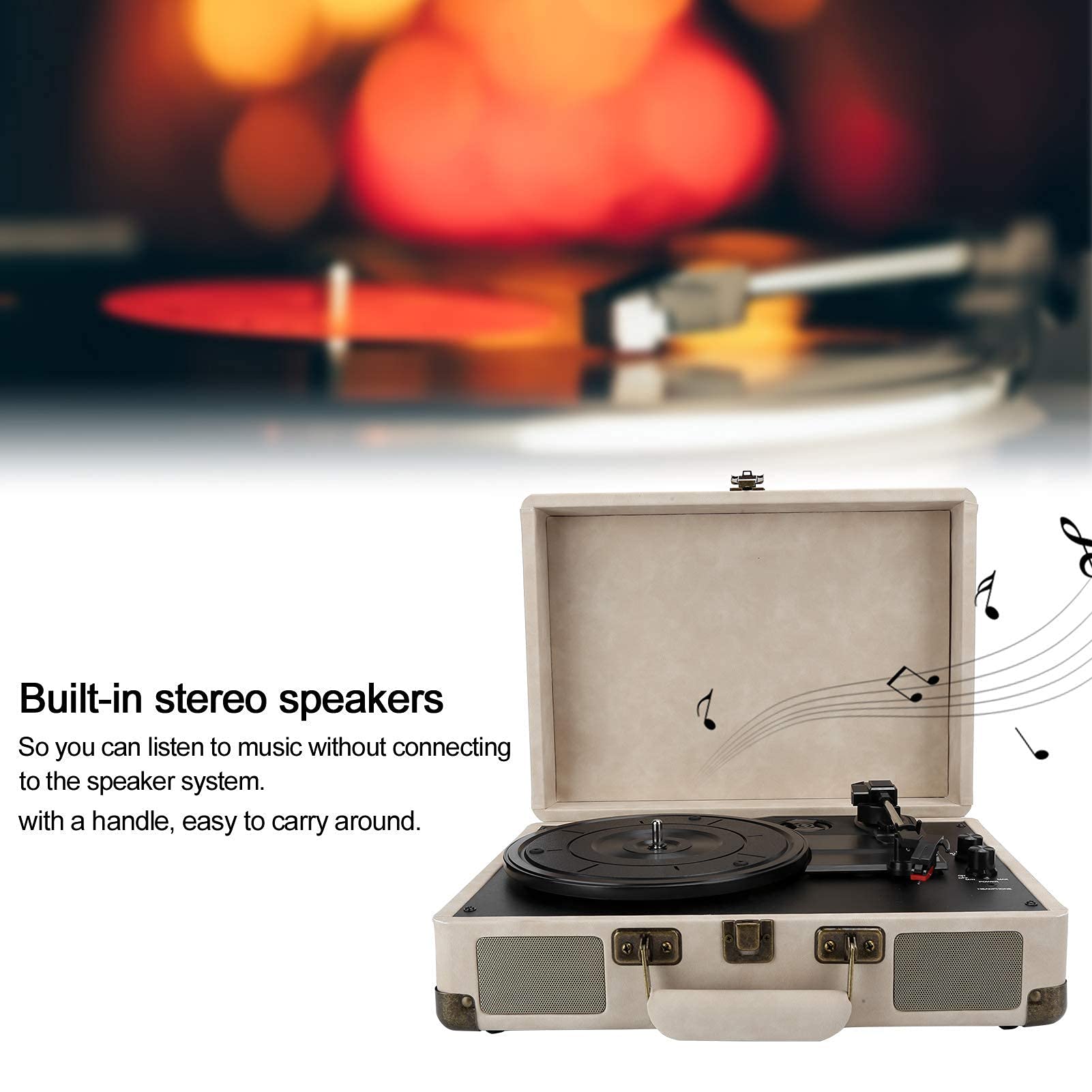 Giradischi in Vinile, Giradischi Portatile Vintage con Bluetooth, 33/45/78 Giri/min, 100/u2011, Supporto per Dischi in Vinile da 7/10/12 Pollici. Ciao