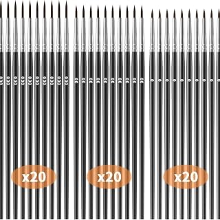 60 Pcs Tiny Detail Paint Brushes Set with 3 Size #000#00#0 Liner Brush for Acrylic Painting Watercolor Oil Acrylic Painting Models Detailing Sculpt