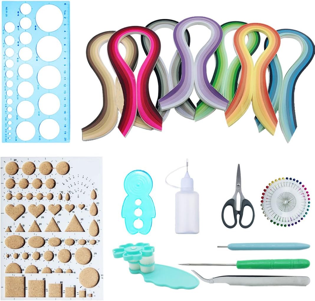 Woohome Quilling Paper Kit with 10 Tools and 34 Colours 700 Strips of Paper Quilling Assorted Colours for DIY Decoration Home, Shops, Wedding