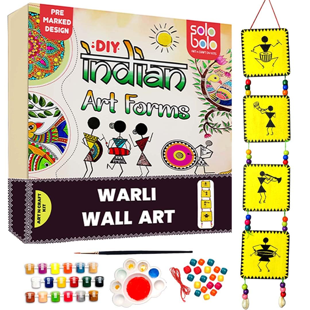 SOLOBOLO Wall Decor for Living Room WARLI Wall Hanging Art KIT | Great Home Living Room and Balcony Decor | Birthday Gift for Age 5 6 7 8 9 10 12 15