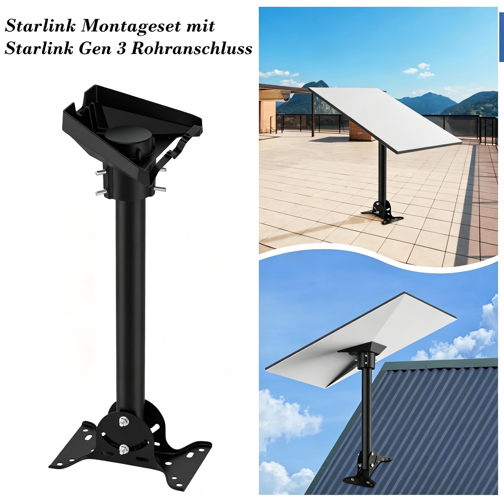 Support Starlink Gen 3 – I-THERA-U Fixation Starlink V3 Réglable Starlink Long Support Mural Starlink Gen 3 Adaptateur de Roue Heavy Duty Pivot Support de Toit
