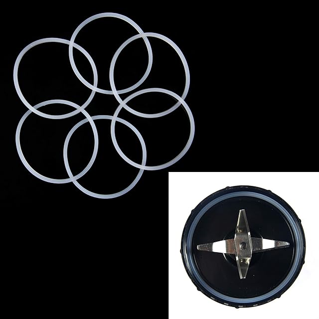 TS Trade 6PCS Replacement Gaskets Rubber Seal Ring for Magic Bullet Flat/Cross Blade 250W