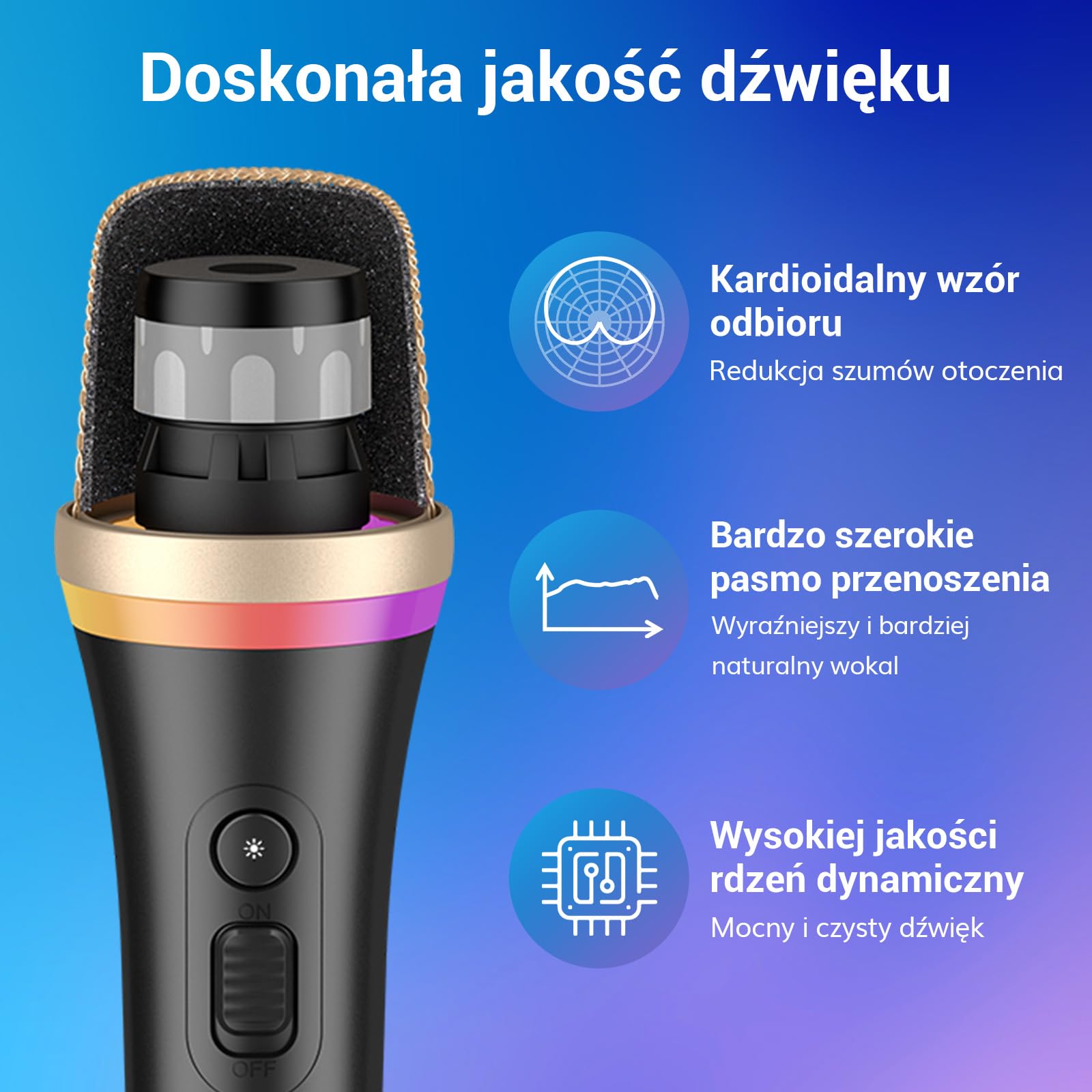 TONOR dynamiczny wokalny mikrofon do karaoke do śpiewania, profesjonalny ręczny przewodowy mikrofon XLR, różowy mikrofon z kablem 5 m, odpowiedni do śpiewu na żywo/sceny/głośników/studio/domu/imprezy