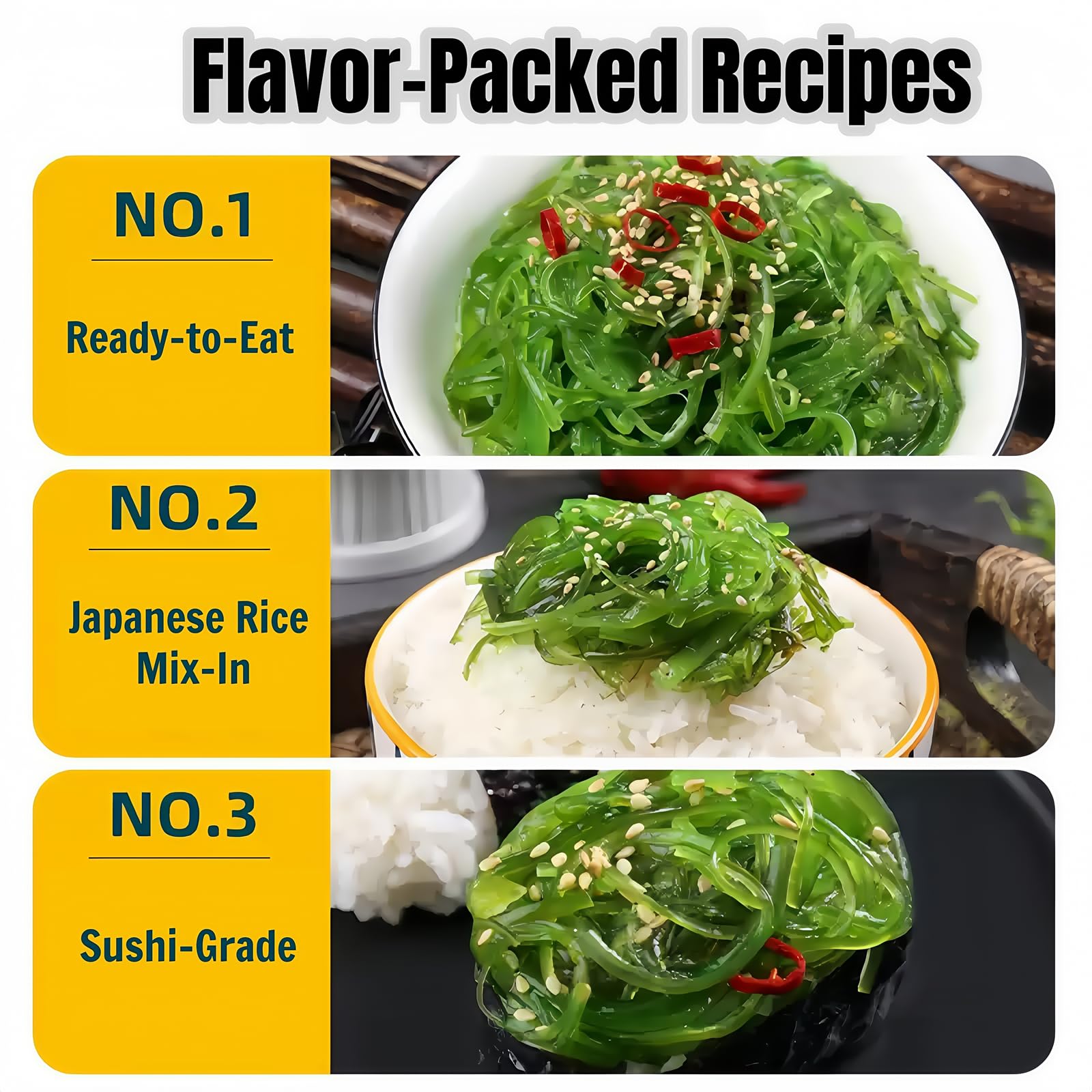 Instant algues hachées (350 g x 1 paquet), idéal pour la soupe miso, les salades, les sushis et le ramen, remplacement de repas immédiat, kimchi, délicieux cadeau de snack parfait