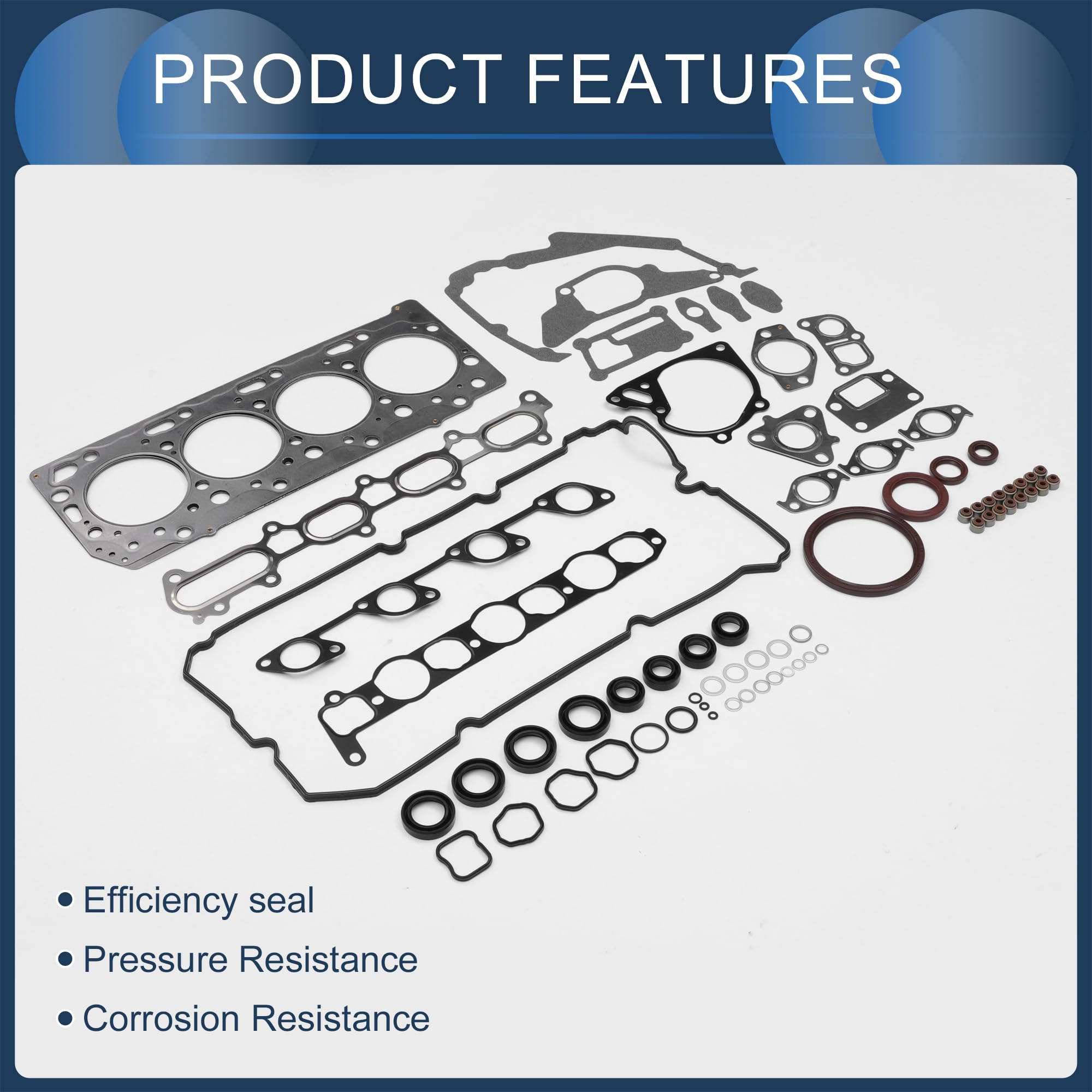 Kit De Junta De Culata Para Mitsubishi 4D56T(Ka4T,Kb4T)16V 1 Set | Goma Metal, Negro, 1000A407, Resistencia A Altas Temperaturas, Coincidencia Precisa, Instalación Fácil, Rendimiento Estable