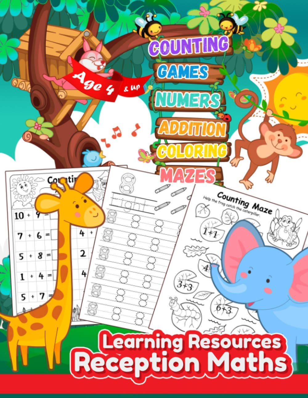 Learning Resources Reception Maths: Maths Books for 4 year olds and up, Numbers Tracing from 1 - 20, Counting, Mazes, Color by Number, and Many More Games! (Preschool Workbooks)