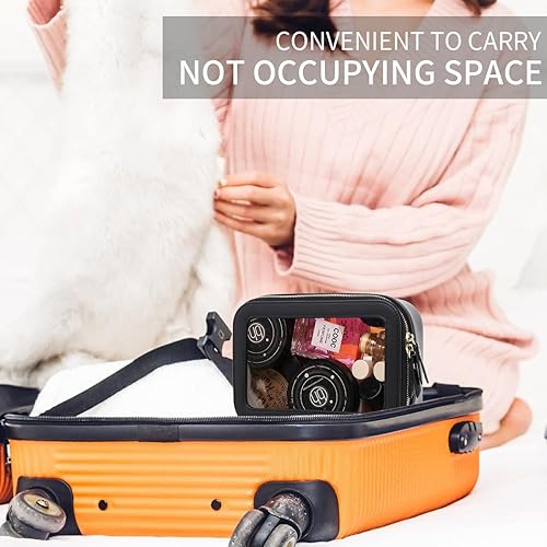 Miniatura 4 de Duolan Bolsa de maquillaje transparente de viaje, bolsa de maquillaje transparente para cosméticos, bolsa de aseo de viaje para mujer, anegro,