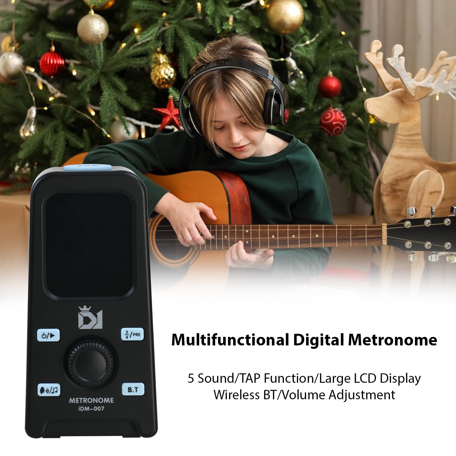 DK Elektroniczny metronom BT Głośnik Akumulatorowy Ekran LCD Wokalny Metronom do Mini Pianina Gitara Bęben Guzheng Cyfrowy Metronom Regulowana Głośność Podłączony do Słuchawek Przenośny