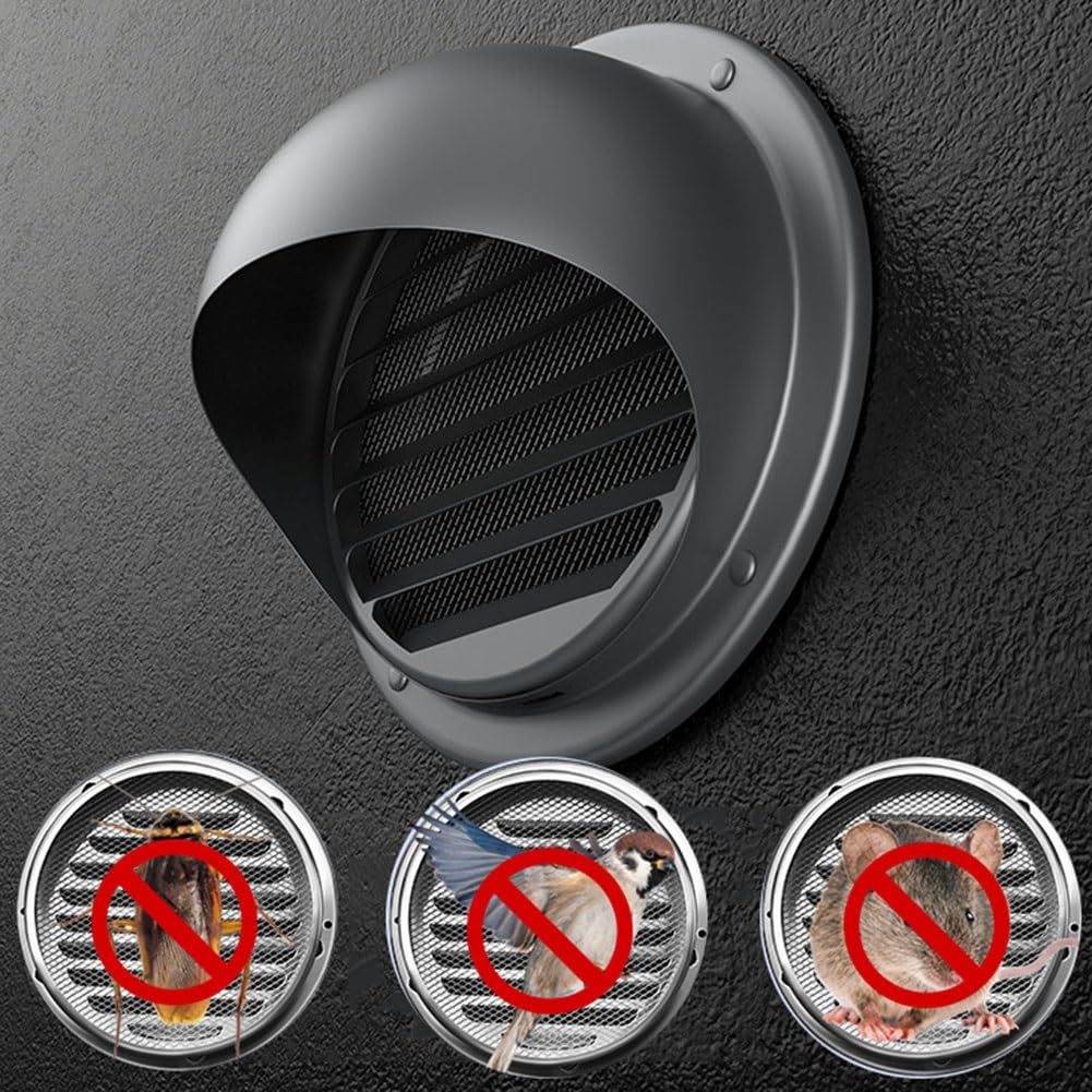 Rejilla de Ventilación de Acero Inoxidable，100/120/150 mm, Tapa Redonda de Ventilación de Aire con Lamas, Pantalla de Insecto，para Climatización, Secadoras，industria