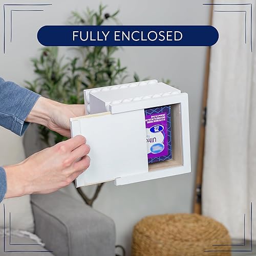 Miniatura 7 de AuldHome - Funda rectangular para caja de pañuelos con cuentas (blanca) soporte oblongo, de madera rústica