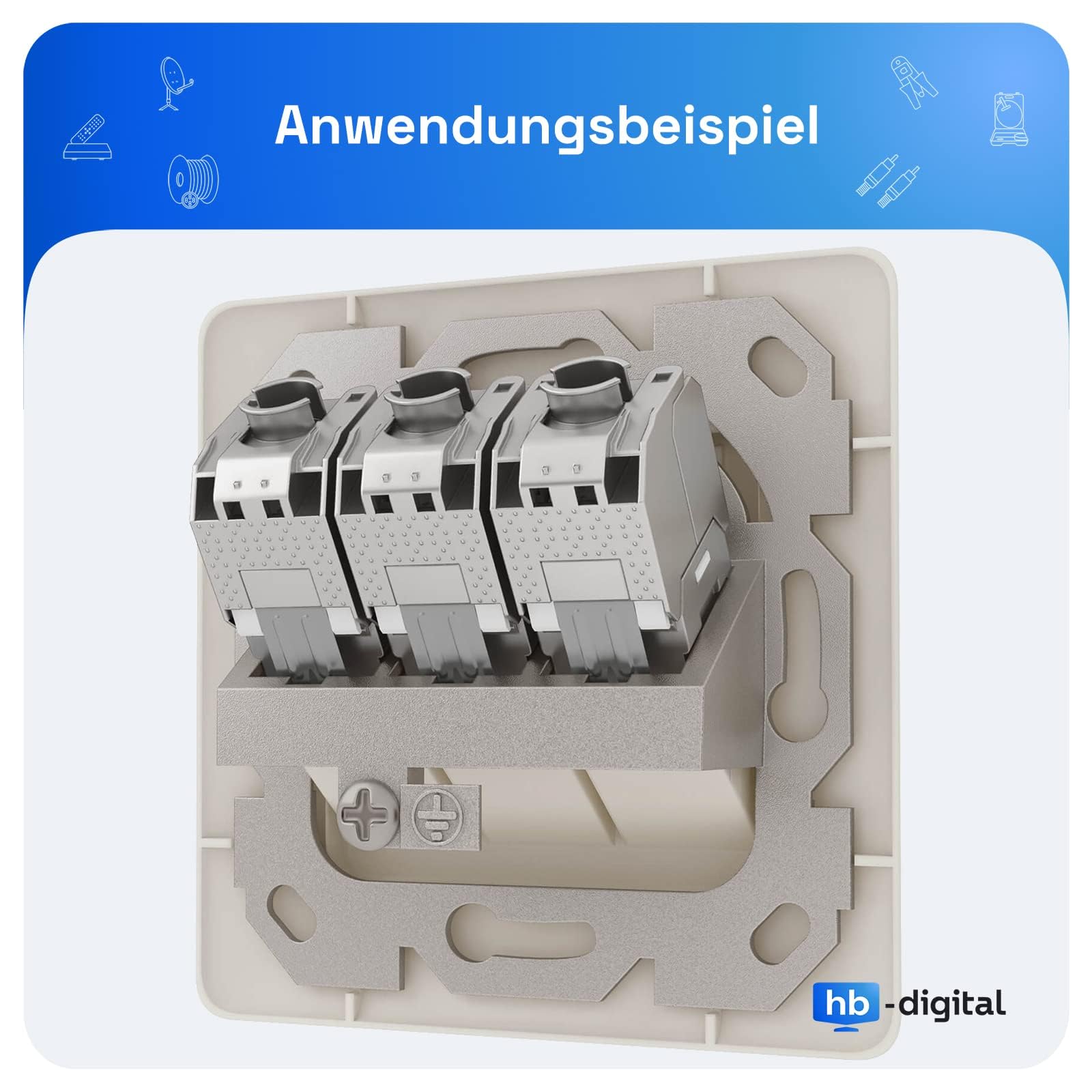 hb-digital 3-portowe gniazdo sieciowe CAT 8 podtynkowe RAL9010 + 3X GHMT certyfikowane CAT 8 Keystone RJ45 moduł LAN Ethernet Keystone puszka gniazdo do zabudowy maks. 40 Gbit/s STP - czysta biel