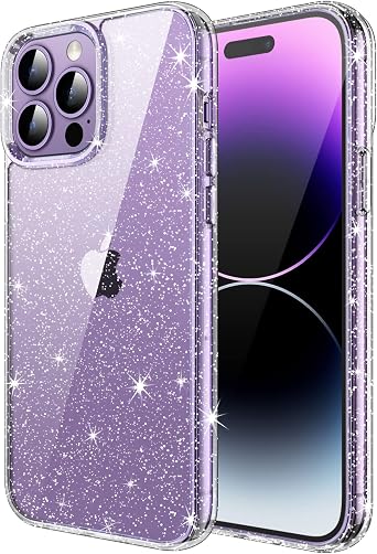 JETech Glitter Case for iPhone 14 Pro Max, Clear